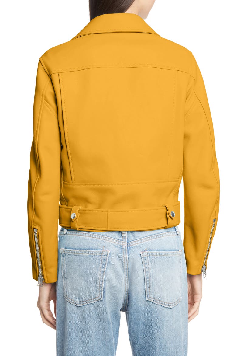Mock Core Leather Moto Jacket, Alternate, color, SUNFLOWER YELLOW