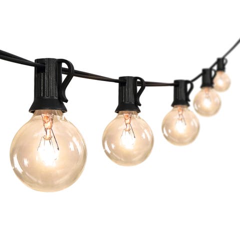 25-Light Indoor/Outdoor 25 ft. Contemporary Rustic Incandescent G40 Bistro Globe Bulb String Lights