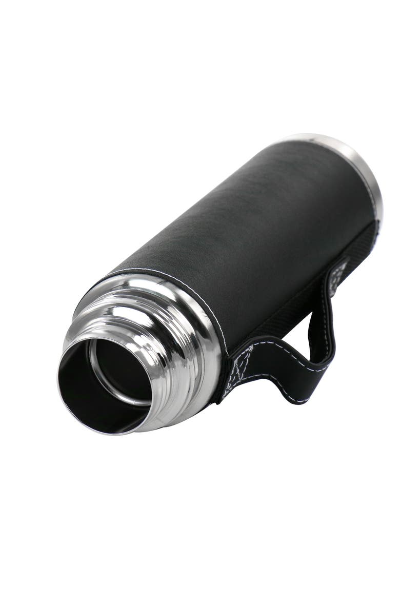 Mr. Coffee 23oz Stainless Steel Thermal Travel Bottle in Leatherette, Alternate, color, Metallic Silver