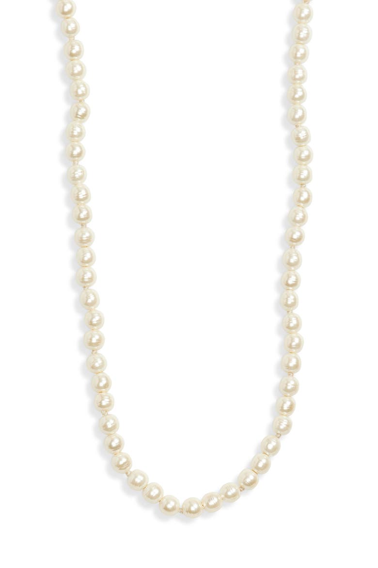 Oval Faux Pearl Necklace, Main, color, ORO/NERO/CRYSTAL/CREAM