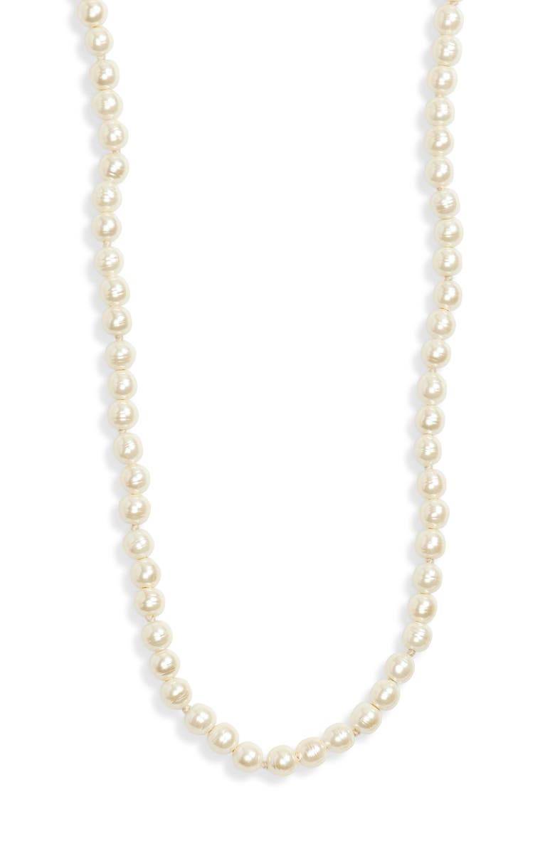 Valentino Garavani Oval Faux Pearl Necklace, Main, color, Oro/Nero/Crystal/Cream