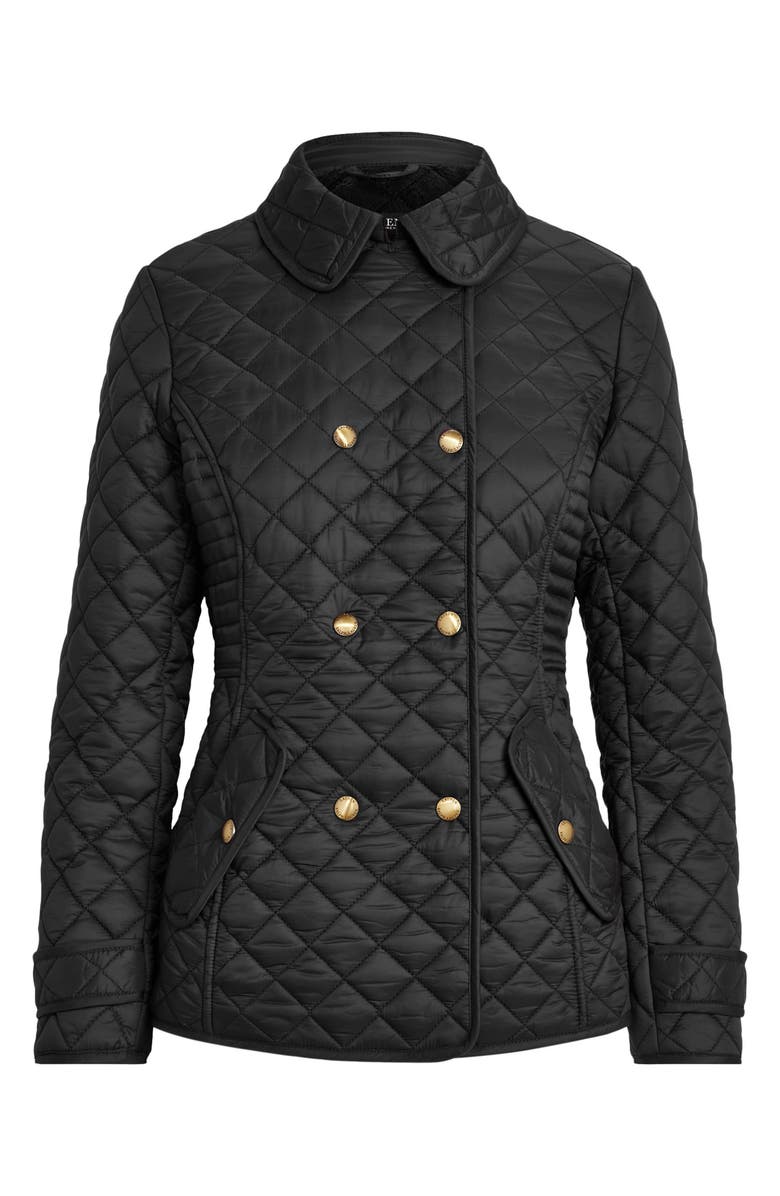 Lauren Ralph Lauren Quilted Double Breasted Peacoat, Alternate, color, 