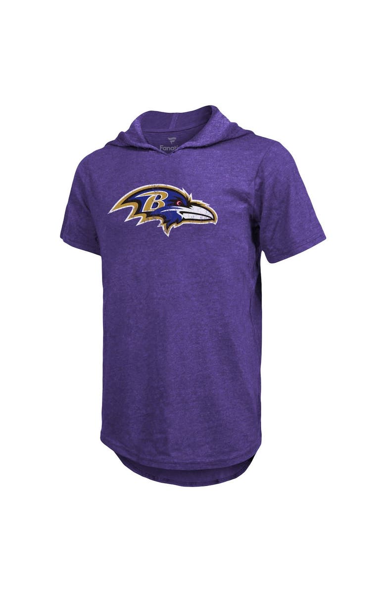 Majestic Threads Men's Majestic Threads Lamar Jackson Purple Baltimore Ravens Player Name & Number Tri-Blend Slim Fit Hoodie T-Shirt, Alternate, color, 