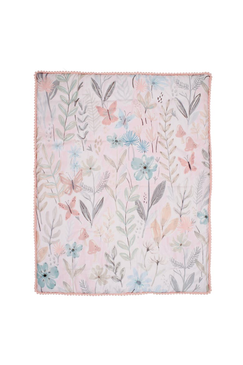 Baby Blooms 3-Piece Floral/Butterfly Baby Crib Bedding Set, Alternate, color, Pink