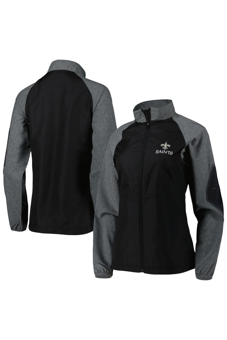 Women's Dunbrooke Black/Gray New Orleans Saints Hurricane Raglan Full-Zip Windbreaker, Alternate, color, Black