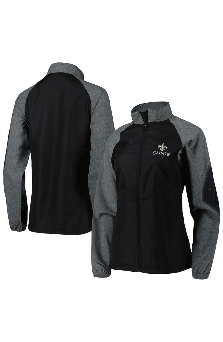 DUNBROOKE Women's Dunbrooke Black/Gray New Orleans Saints Hurricane Raglan Full-Zip Windbreaker, Alternate, color, 