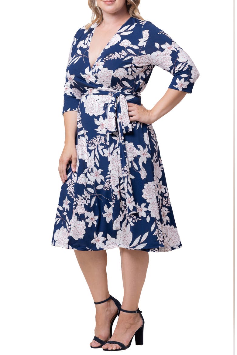 Signature A-Line Wrap Dress, Alternate, color, LILY AND PEONY PRINT
