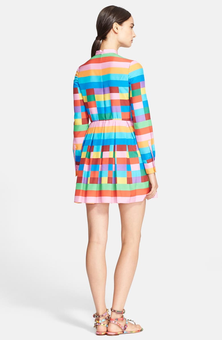 Valentino 1973 Rainbow Grid Silk Dress, Alternate, color,