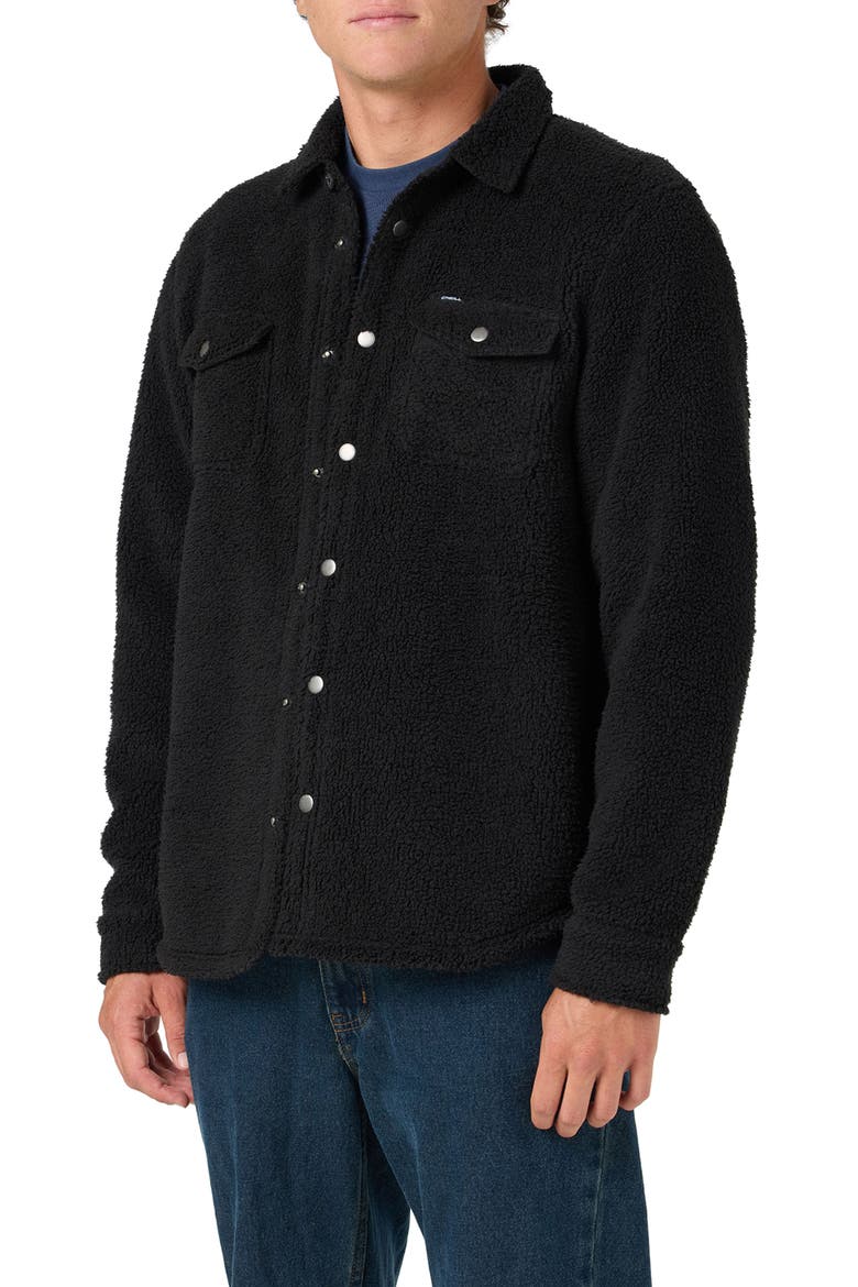 Glacier Solid Superfleece Snap-Up Overshirt, Alternate, color, BLACK