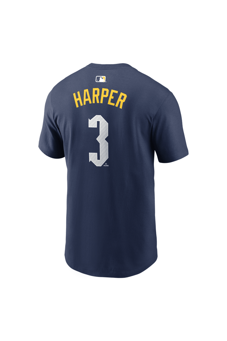 Men's Nike Bryce Harper Navy Philadelphia Phillies City Connect Name & Number T-Shirt, Alternate, color, Navy