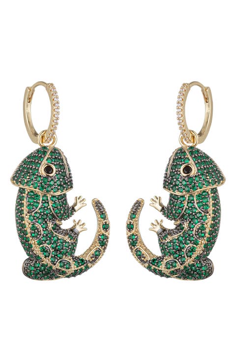Pavé Gecko Drop Earrings