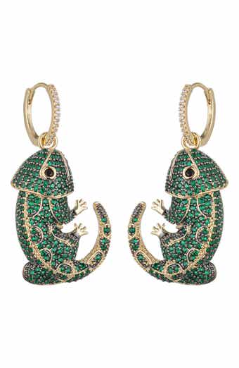 EYE CANDY LOS ANGELES Pavé Gecko Drop Earrings