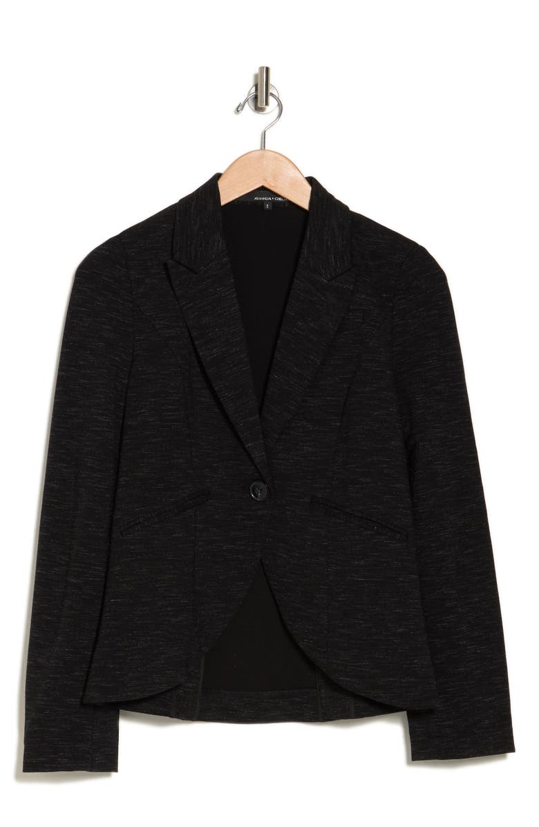Amanda & Chelsea Peak Lapel High-Low Ponte Blazer, Alternate, color, 
