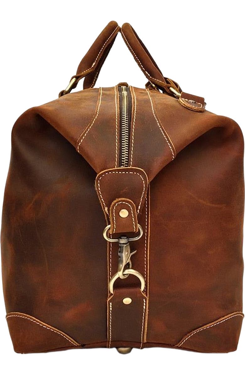 STEEL HORSE LEATHER The Eira Duffle Bag | Vintage Leather Weekender, Alternate, color, Brown