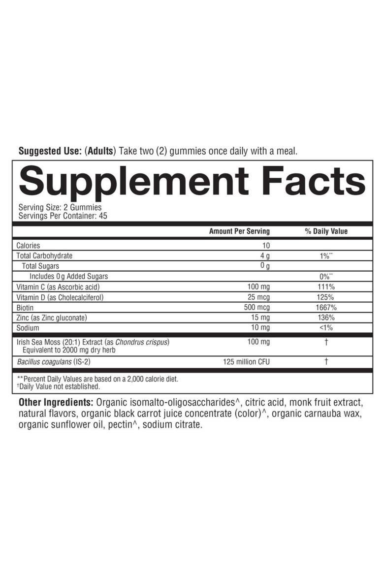Zero Sugar Irish Sea Moss Gummy Supplement 90 Count, Alternate, color, None