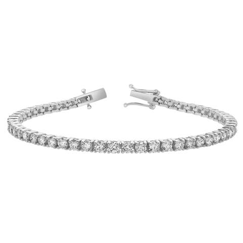 LMJ 10K White Gold Unisex Diamond Tennis Bracelets - 7.06 Carats