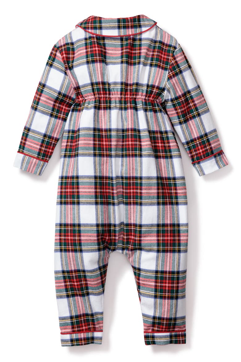 Cambridge Balmoral Tartan Plaid Cotton Blend One-Piece Pajamas, Alternate, color, WHITE