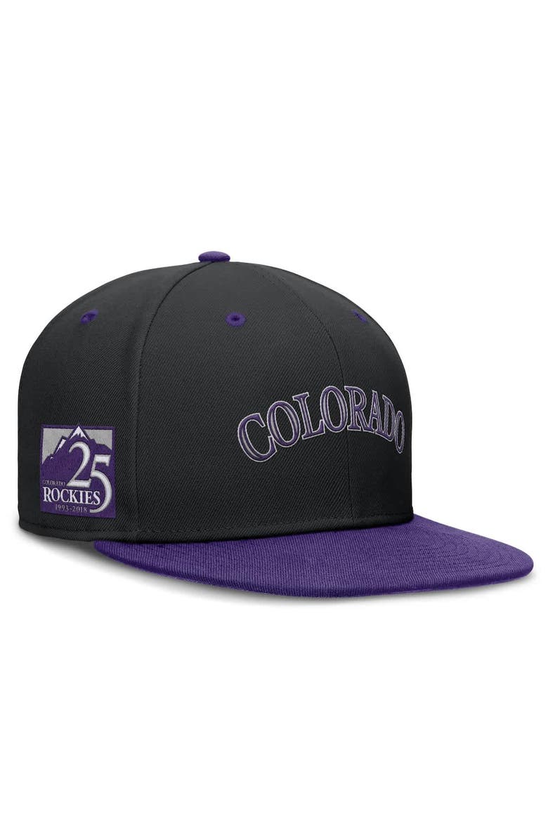Nike Men's Nike Black/Purple Colorado Rockies 25th Anniversary True Primetime Two-Tone Performance Fitted Hat, Main, color, Black