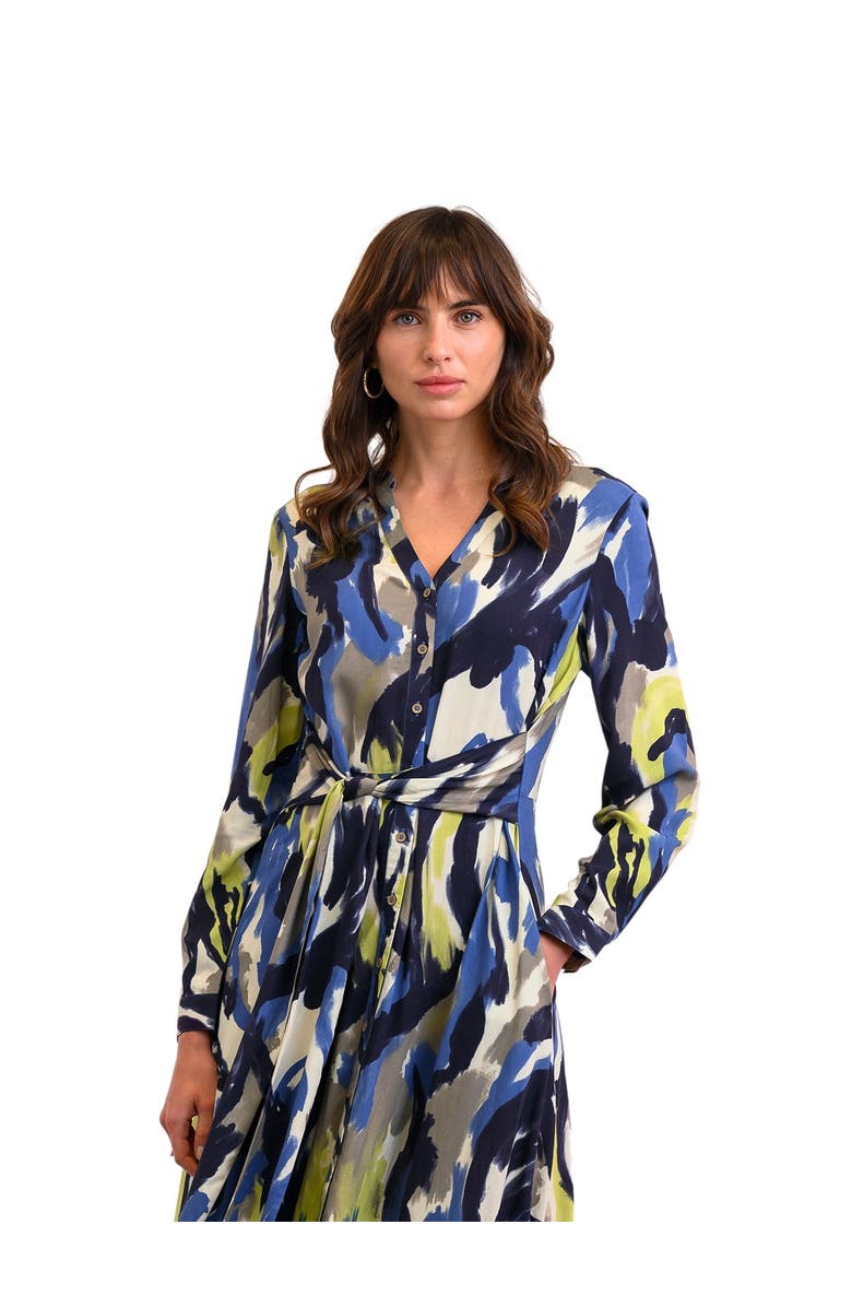 Celtic & Co. Tie Front Midi Dress, Alternate, color, Abstract Brushstroke
