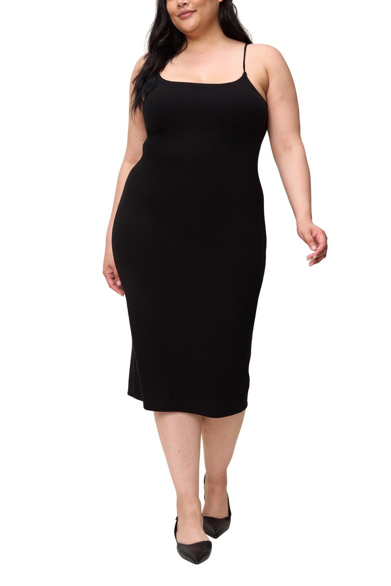 The Spaghetti Strap Midi Dress, Main, color, Onyx
