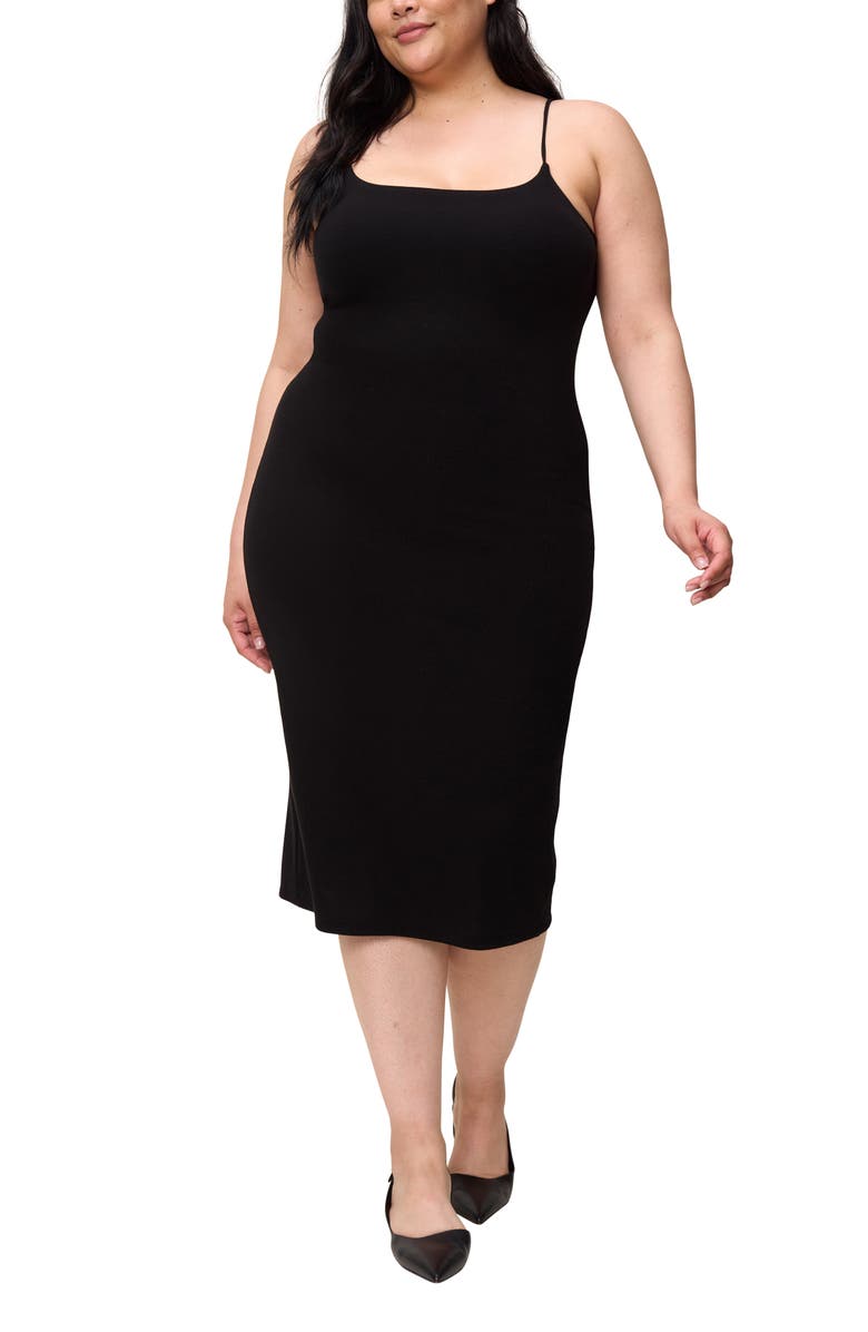 The Standard Stitch The Spaghetti Strap Midi Dress, Main, color, Onyx