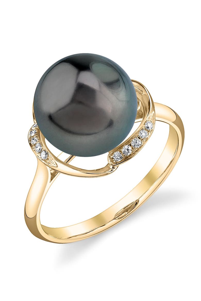 Tahitian South Sea Pearl & Diamond Ruby Ring, Main, color, Yellow Gold