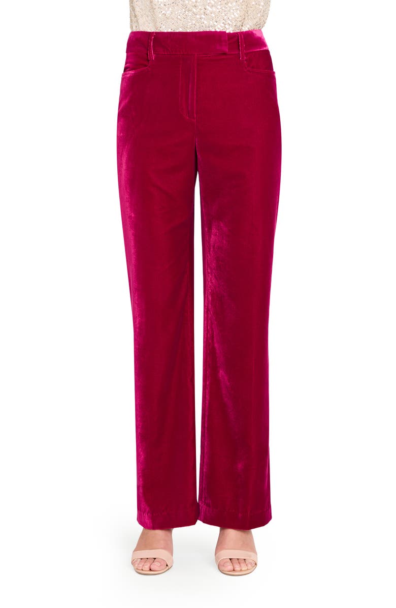 Tahari ASL Bird Eye Velvet Pants, Main, color, Magenta