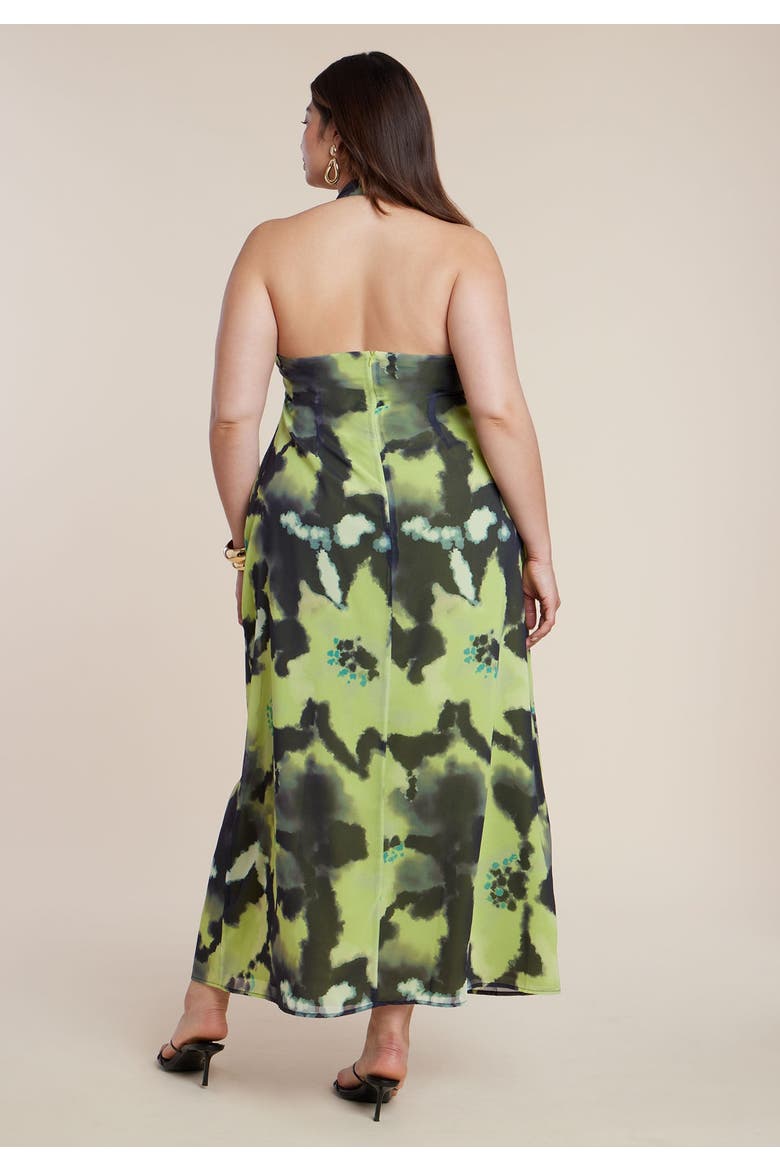 Tie Detail Halter Maxi Dress, Alternate, color, GREEN PETUNIA