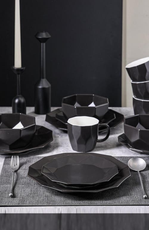 Stone Lain Jamie Porcelain 16-piece Dinnerware Set In Black