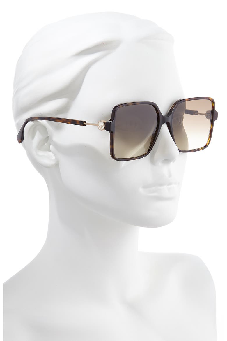 58mm Gradient Square Sunglasses, Alternate, color, DARK HAVANA/ BROWN