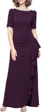 Alex Evenings Embellished Neck A-Line Gown