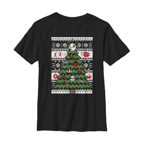 Boy's Star Wars Ugly Sweater Christmas Tree  Graphic T-Shirt