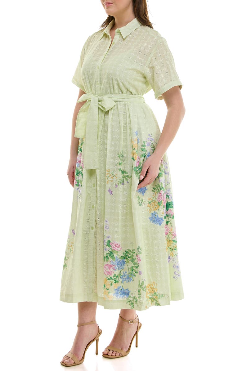 Taylor Dresses Floral Eyelet Shirtdress, Alternate, color,