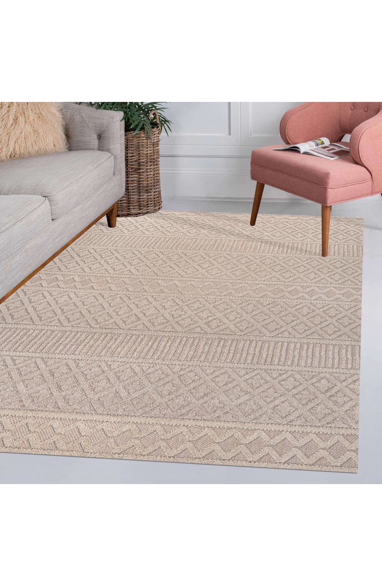 JONATHAN Y Ormond High-Low Modern Trellis Geometric Indoor/Outdoor Area Rug, Alternate, color, Beige/Gray