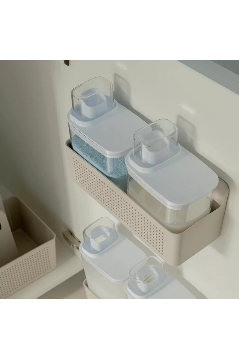 Wall Mounted Adhesive Storage Basket Organizer for Kitchen and Laundry, Alternate, color, Beige