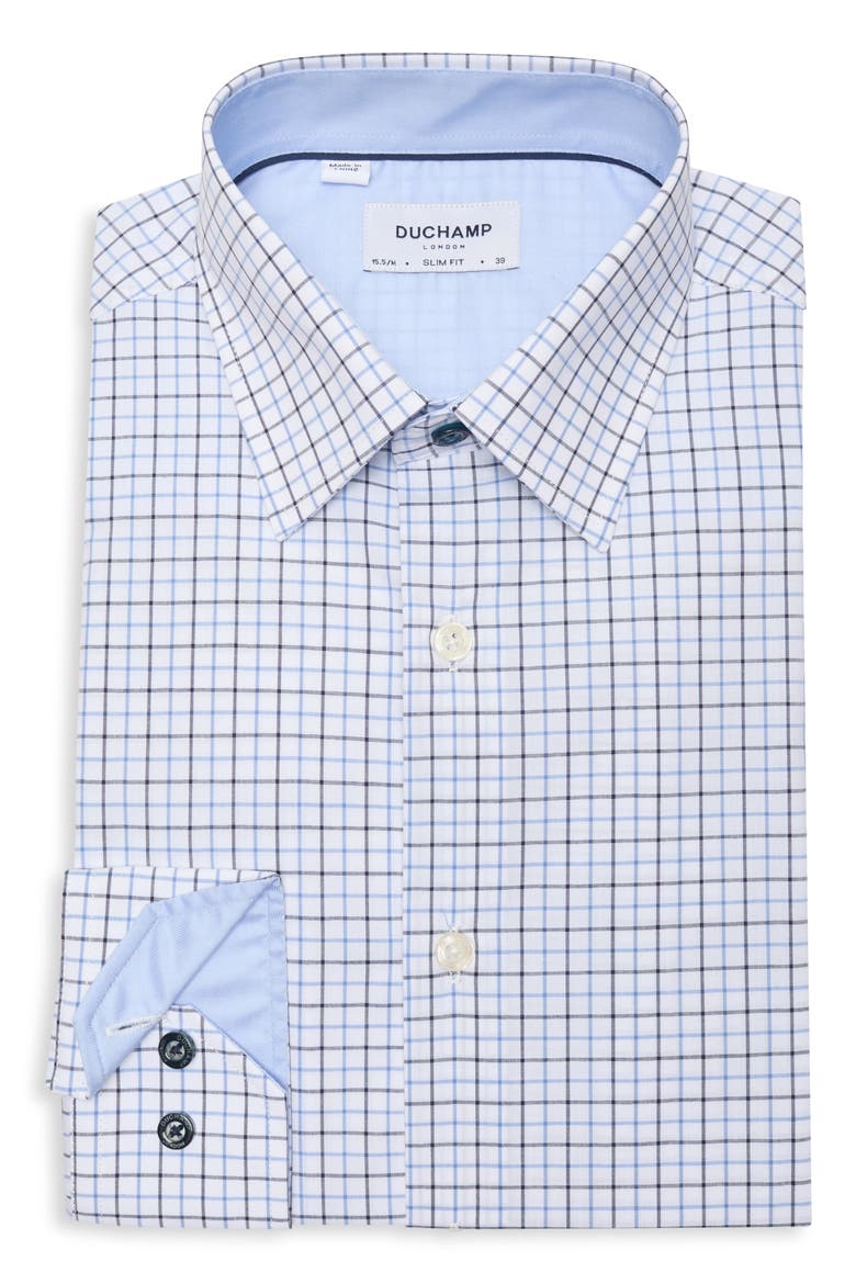 Check Print Slim Fit Dress Shirt, Alternate, color, BLUE