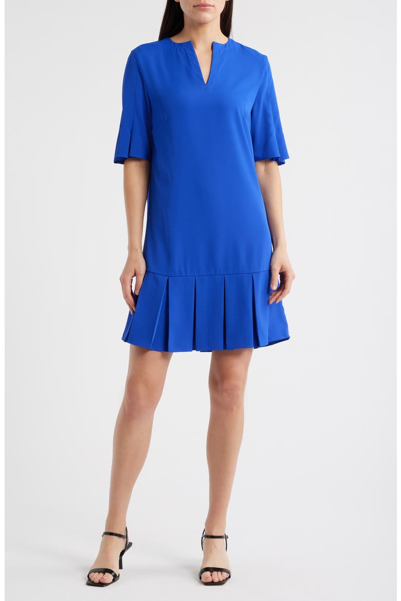 A Line Pleated Dress, Main, color, SAPPHIRE SEA