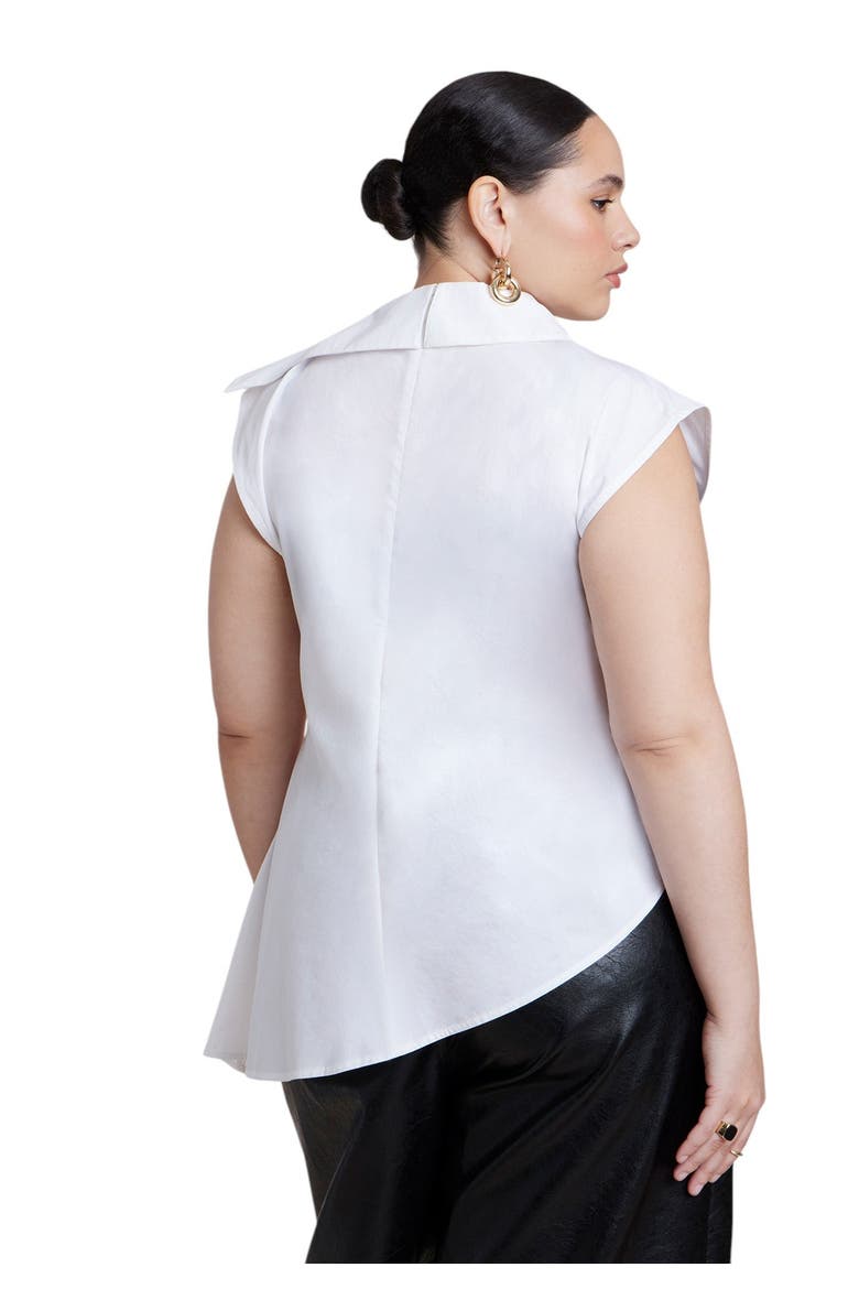 Poplin Asymmetric Draped Sleeveless Top (plus), Alternate, color, OPTIC WHITE