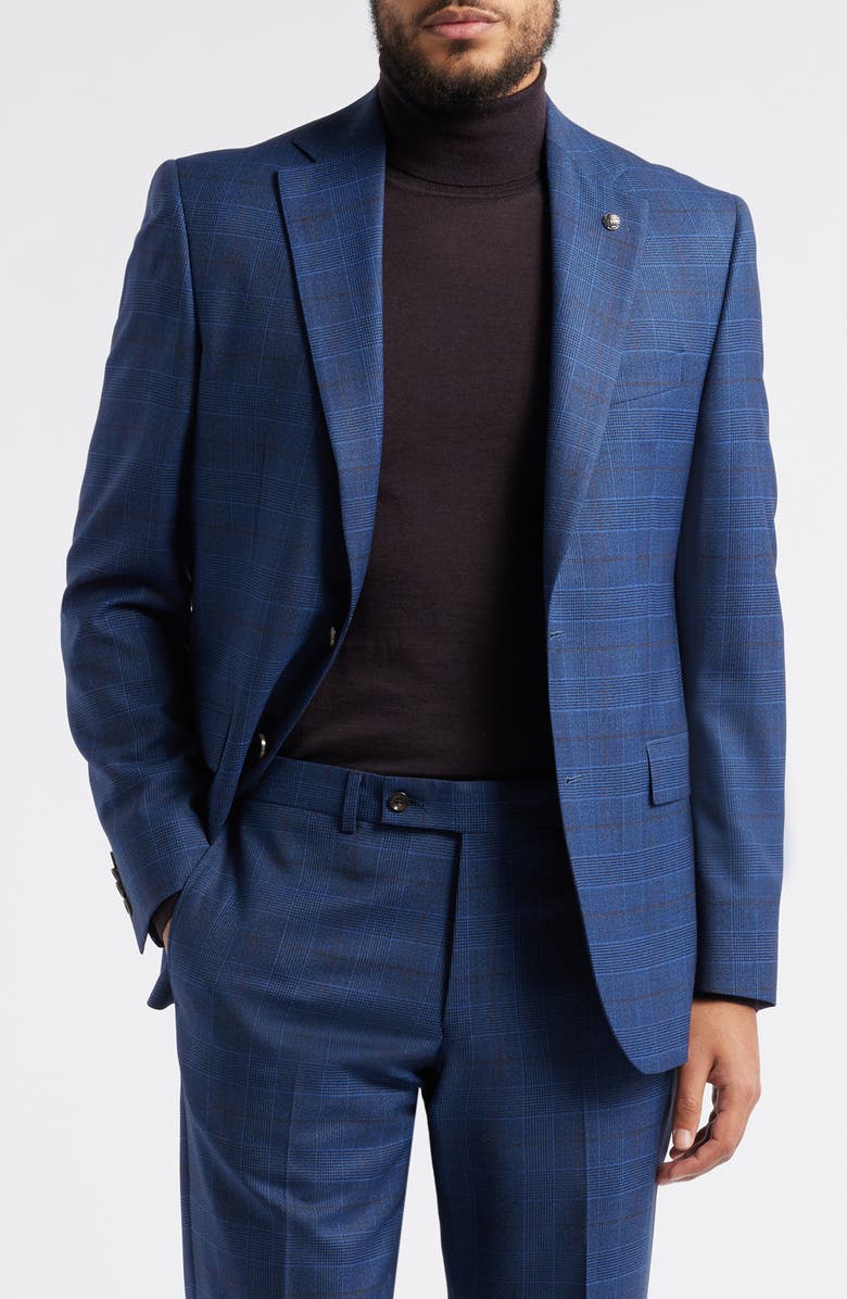 Jack Victor Esprit Blue Deco Plaid Wool Suit, Alternate, color,