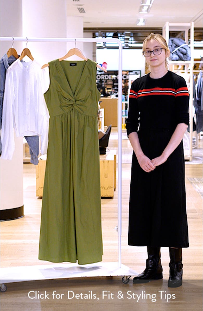 Twist Front Sleeveless Poplin Midi Dress, sales video thumbnail