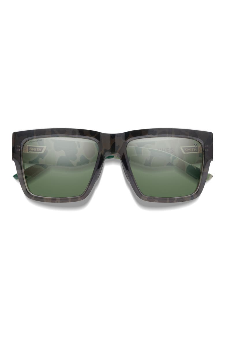 Lineup 58mm ChromaPop™ Polarized Rectangular Sunglasses, Main, color, HFF - DUCK CAMO / GRAY GREEN