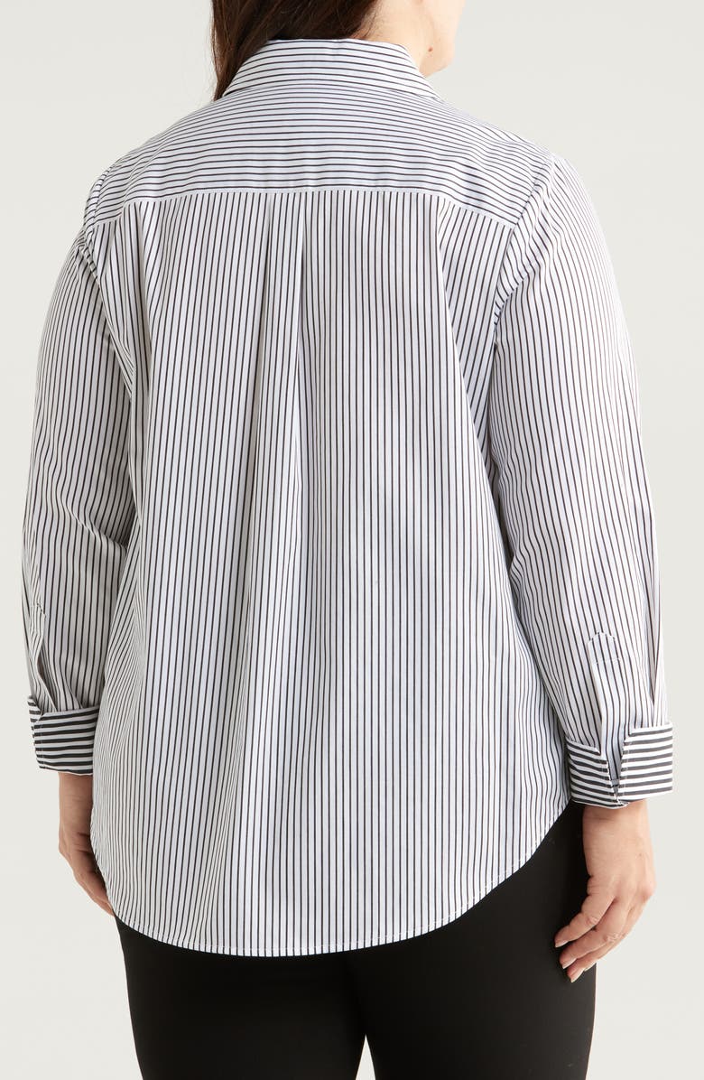 Anne Klein Stripe Cotton Poplin Button-Up Shirt, Alternate, color,