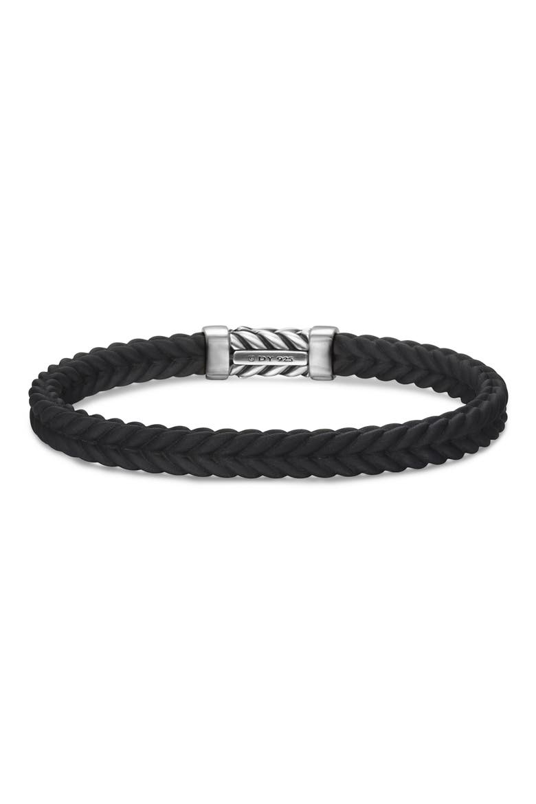 Men's Chevron Station Rubber Bracelet, Alternate, color, BLACK/DIAMOND