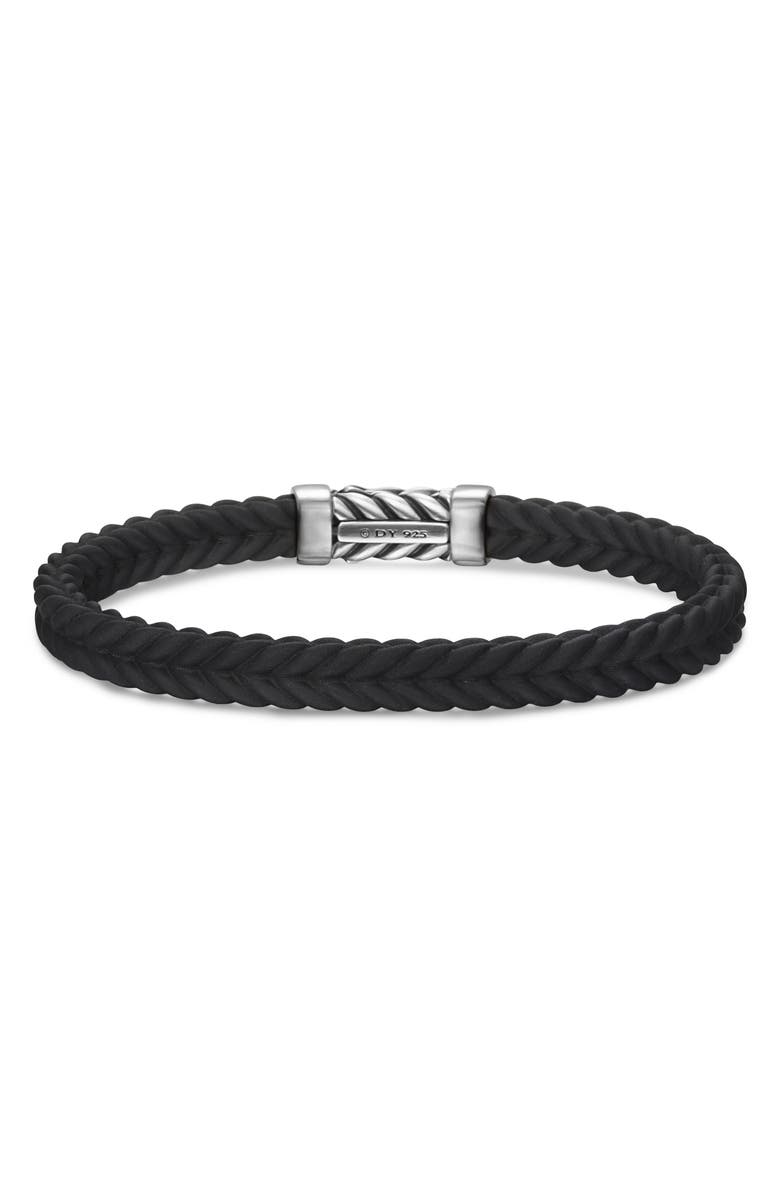David Yurman Men's Chevron Station Rubber Bracelet, Alternate, color, Black/Diamond