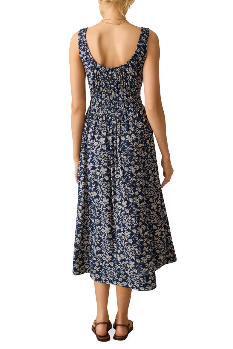 Sunseeker Smocked Waist Midi Dress, Alternate, color, JUNIPER IKAT FLORAL