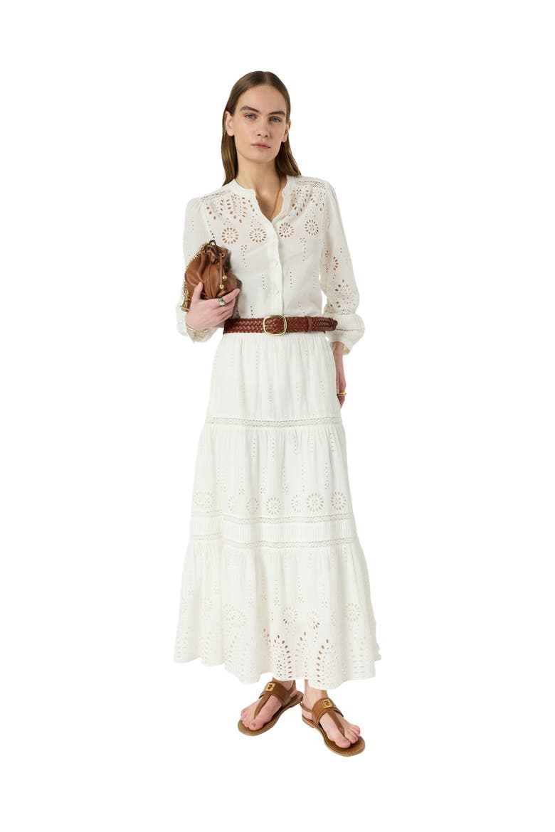 Jaly Embroidered Tiered Maxi Skirt, Alternate, color, Ecru