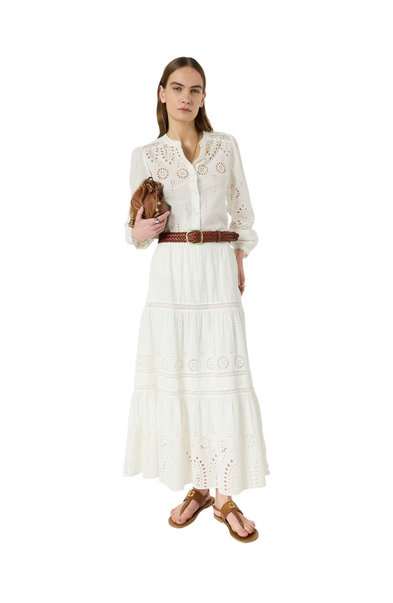 GERARD DAREL Jaly Embroidered Tiered Maxi Skirt, Alternate, color, Ecru