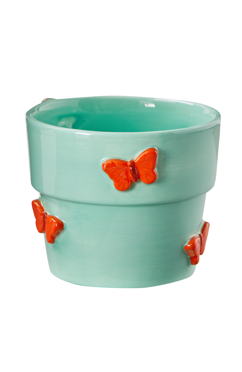 tag Garden Butterfly Planter Blue Decorative Pot for Indoor Outdoor, Main, color, Blue