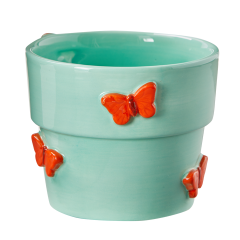 Garden Butterfly Planter Blue Decorative Pot for Indoor Outdoor