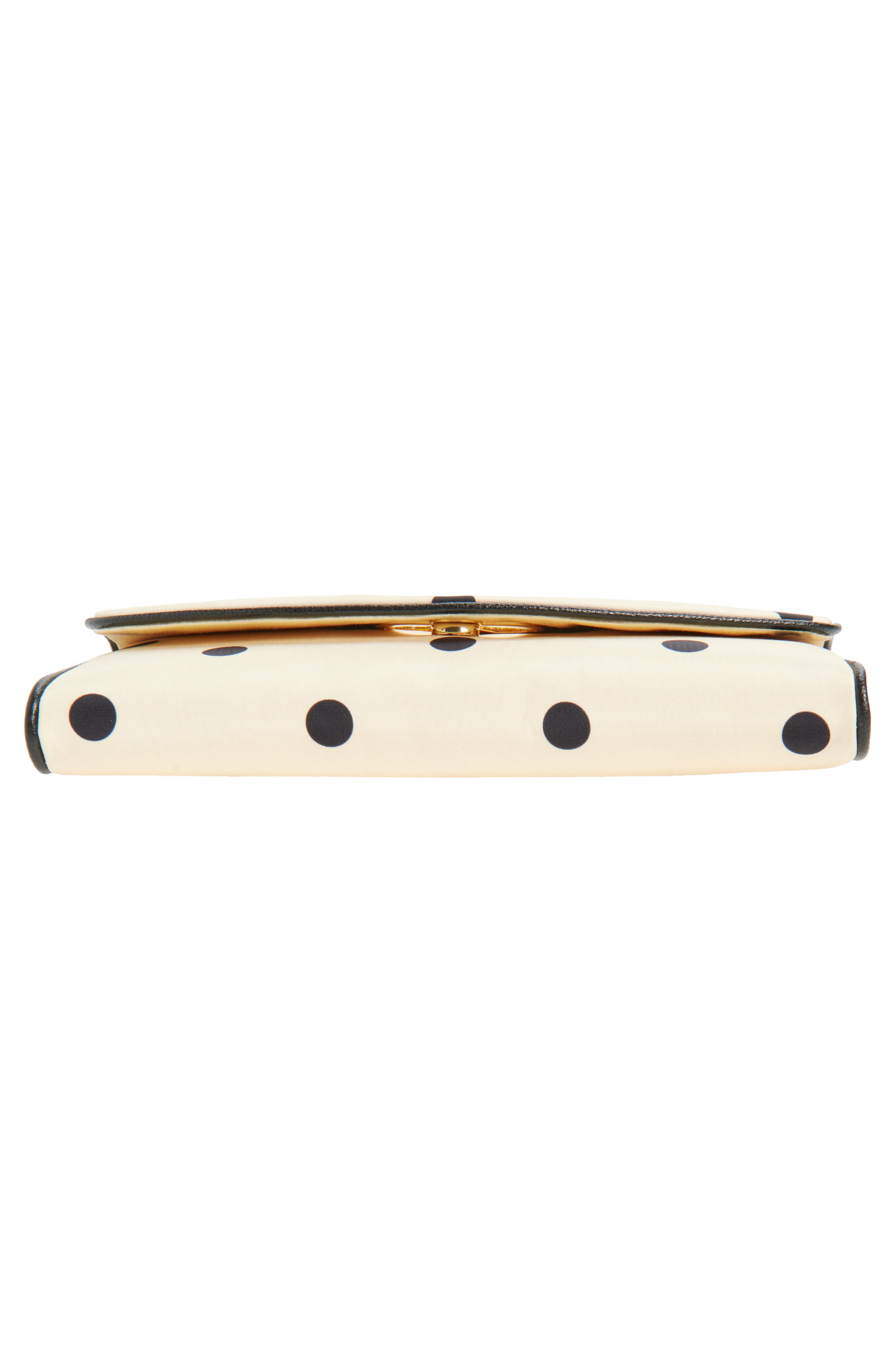 Valentino Garavani DeVain Polka Dot Silk Clutch, Alternate, color, Butter